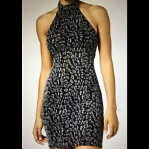 NWT~BEBOP Black/Gold Glitter Halter Party Dress L